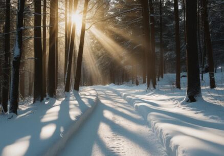 photo d'un chemin en forêt sous la neige